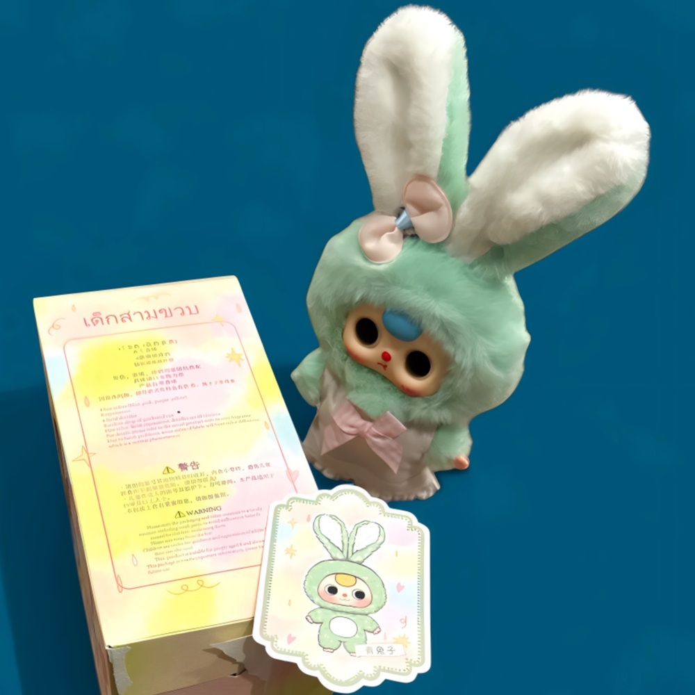 Baby Three Macaron Rabbit Stuffed Pendant - Picture 10 of 16